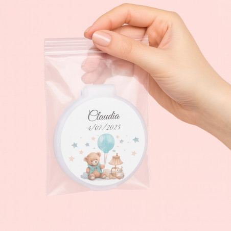 Miroir pliable pour sac en couleur blanche et autocollant enfantin pour personnaliser