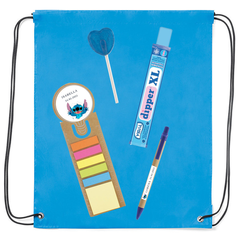 Mochila enfant Stitch avec fournitures scolaires et friandises