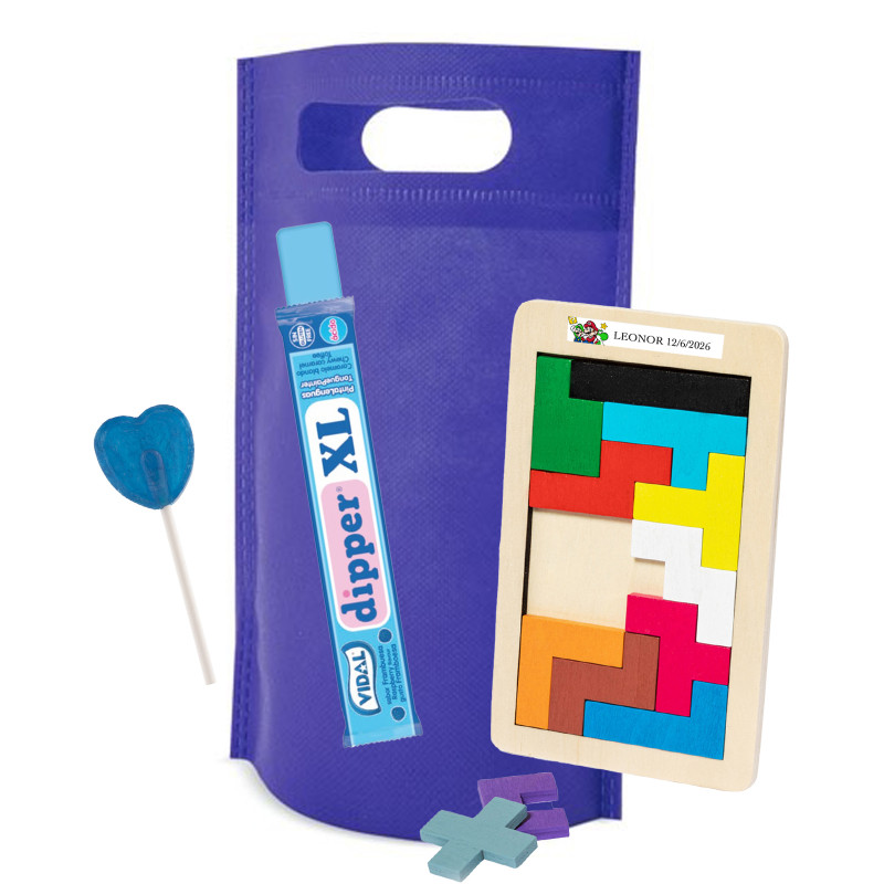 Super Mario Bros détail enfantin avec puzzle tetris et bonbons