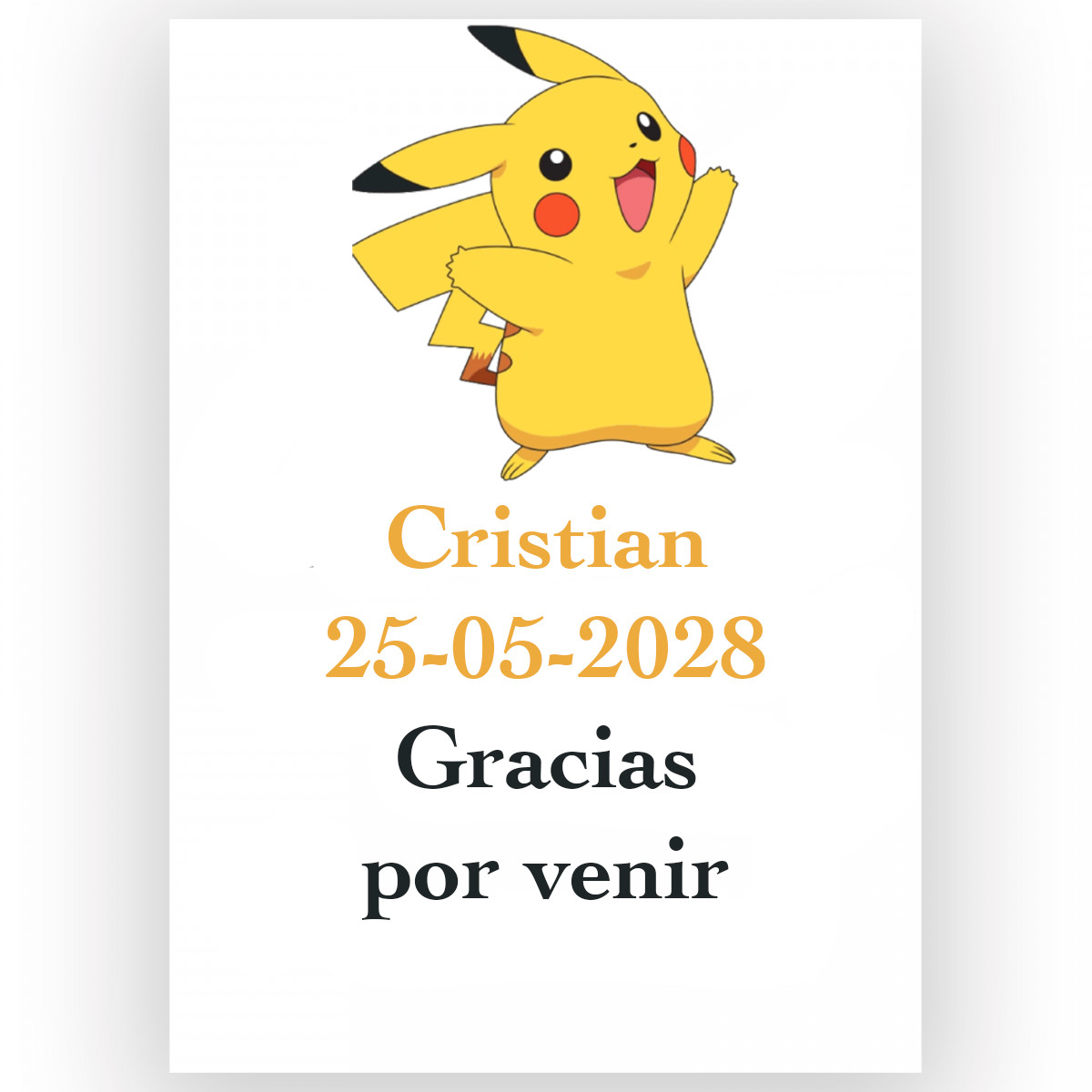 Pokémon, autocollant personnalisé avec texte 5x7cm