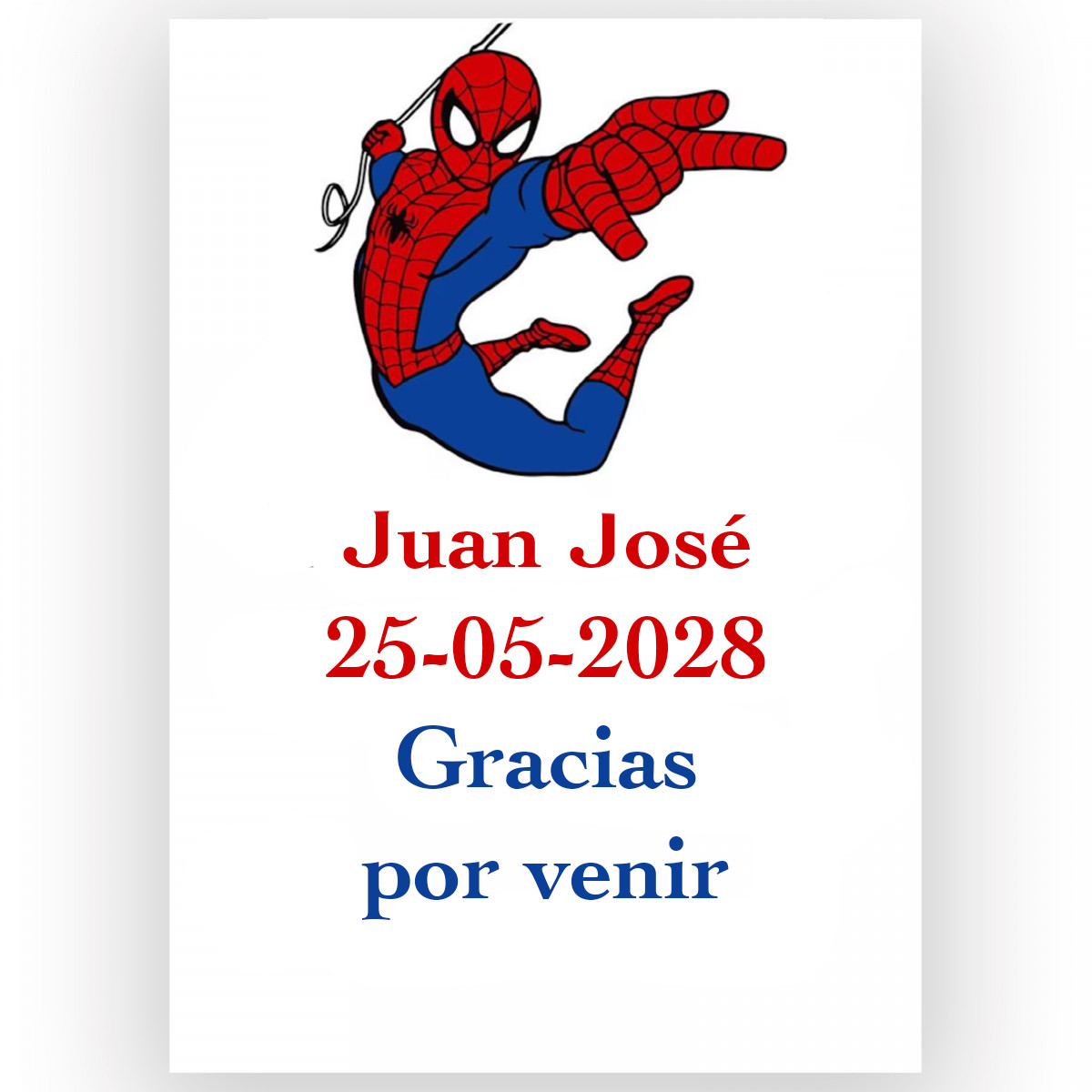 Spiderman, étiquette adhésive personnalisée 5x7 cm