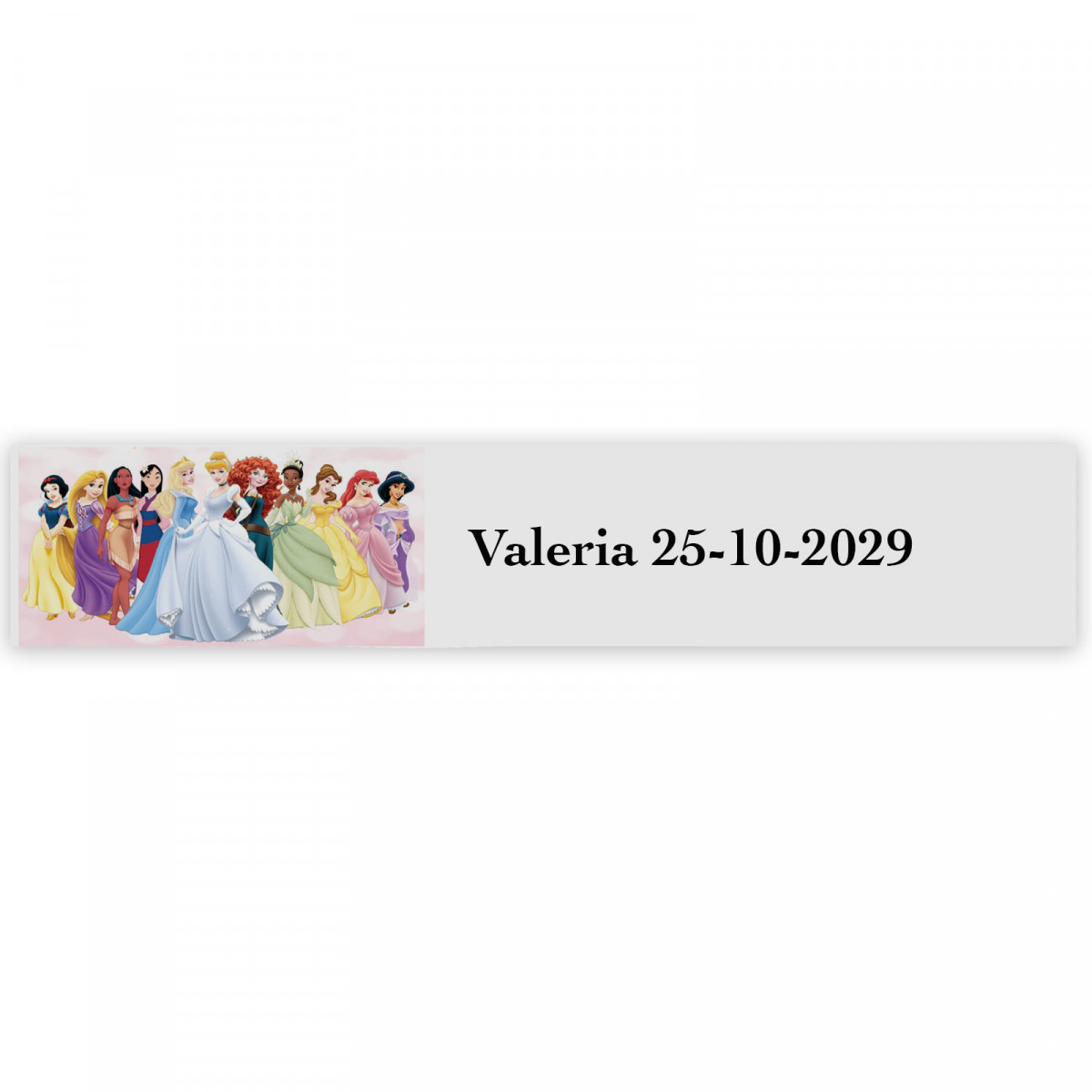 Princesse, étiquette autocollante avec texte personnalisable 5x1cm transparent