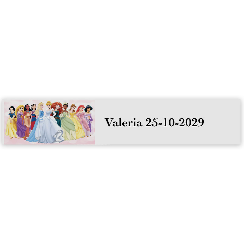 Princesse, étiquette autocollante avec texte personnalisable 5x1cm transparent
