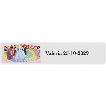 Princesse, étiquette autocollante avec texte personnalisable 5x1cm transparent