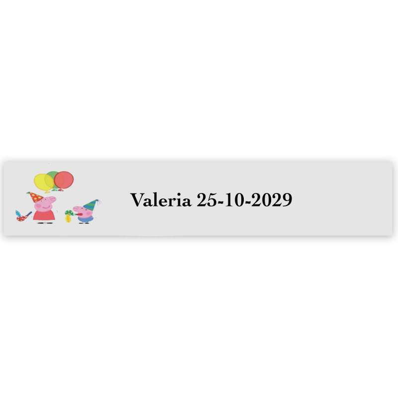 Peppa Pig, autocollant personnalisé pour événements enfantins 5x1 cm transparent