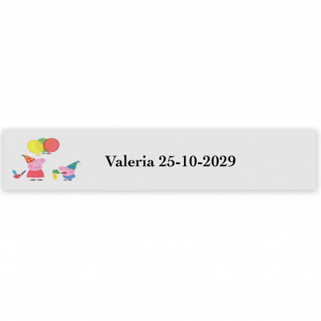 Peppa Pig, autocollant personnalisé pour événements enfantins 5x1 cm transparent