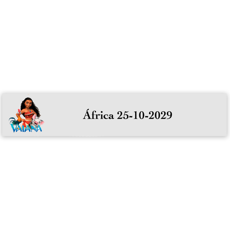 Vaiana Moana, autocollant transparent personnalisé de 5x1cm pour les célébrations
