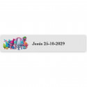 Trolls, étiquette adhésive 5x1 cm transparente pour événements enfants