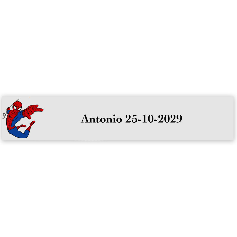 Étiquette adhésive Spiderman 5x1 cm pour des détails d'enfants personnalisés
