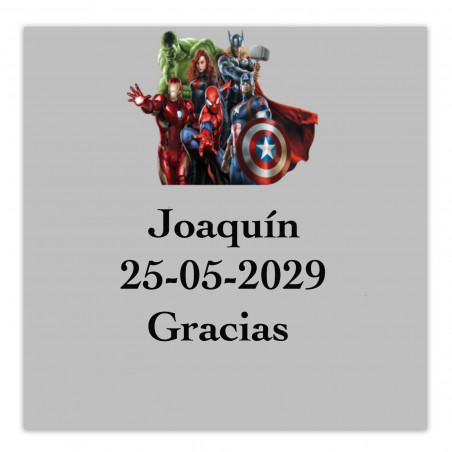 Étiquette autocollante Avengers 5x5 cm avec fond transparent