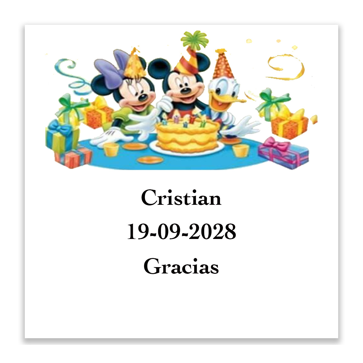 Adhésif d'anniversaire personnalisé Disney 5x5cm
