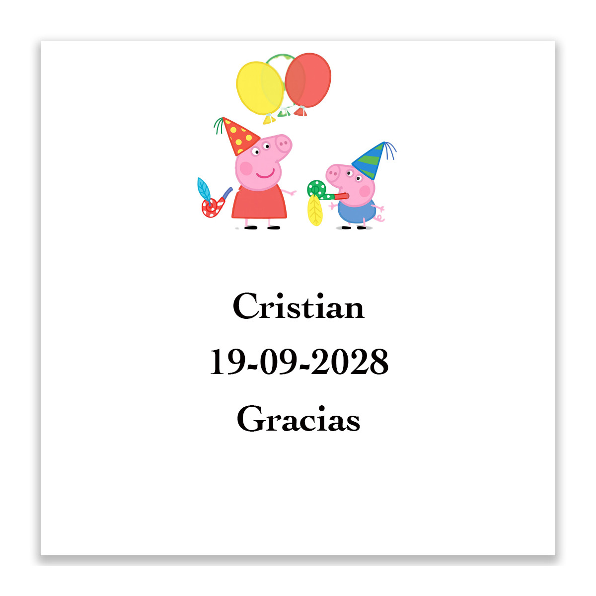 Étiquette adhésive personnalisée Peppa Pig 5x5 cm