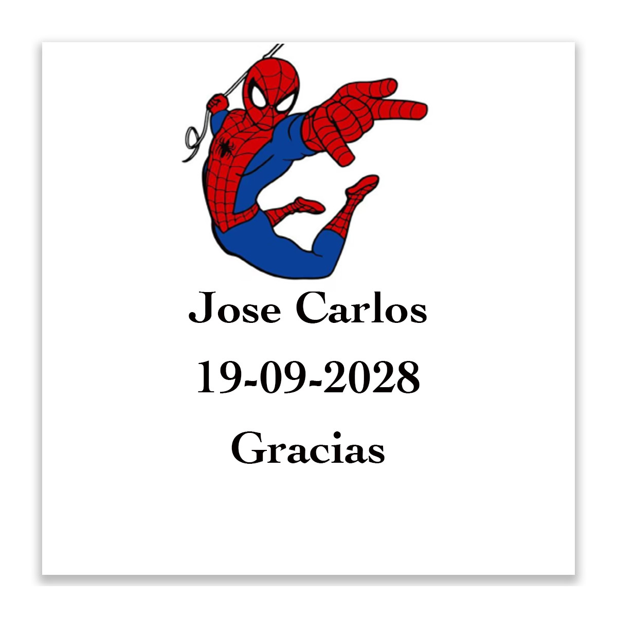 Adhésif personnalisé Spiderman carré 5x5 cm fond transparent pour décorer