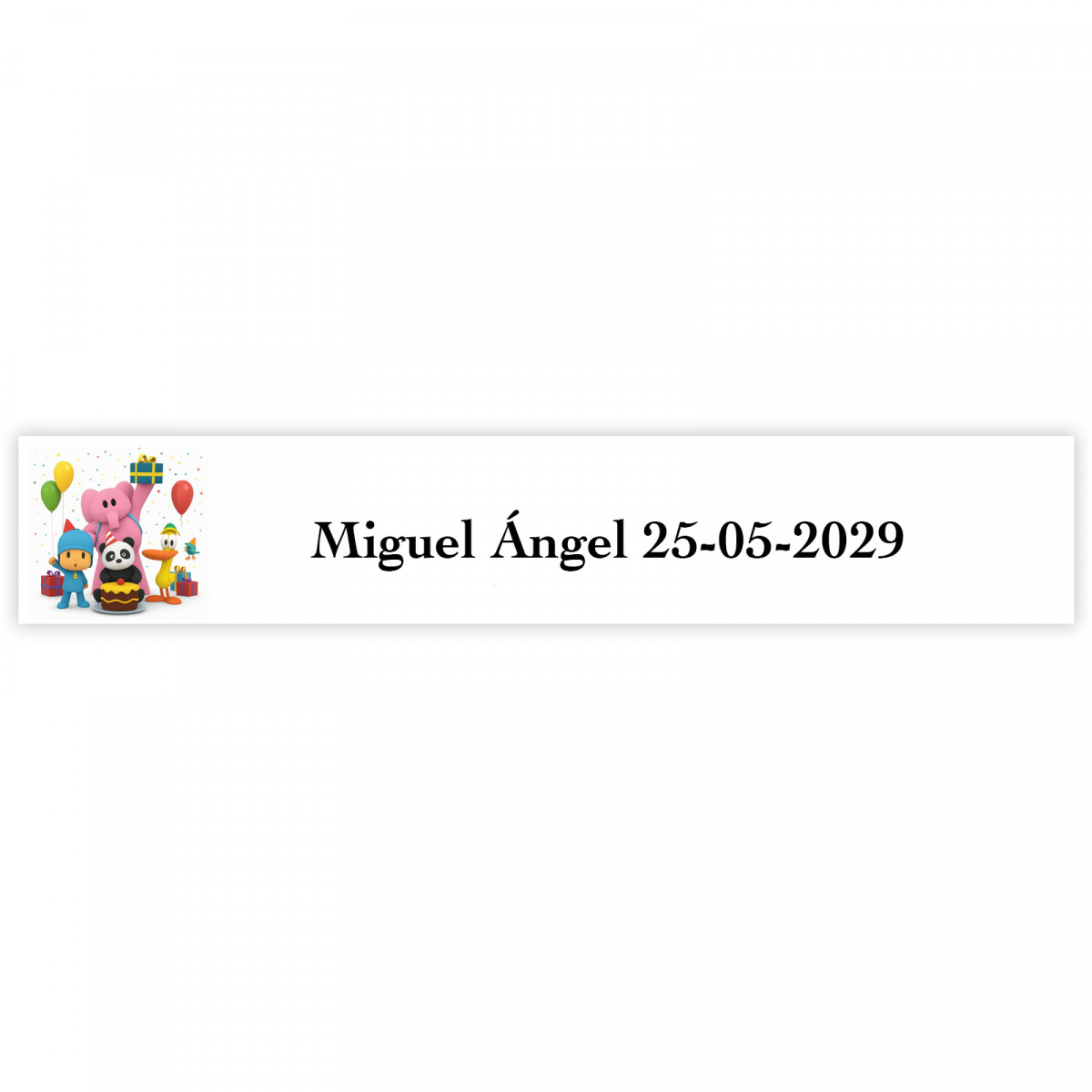 Étiquette autocollante personnalisée Pocoyó 5x1cm pour événements
