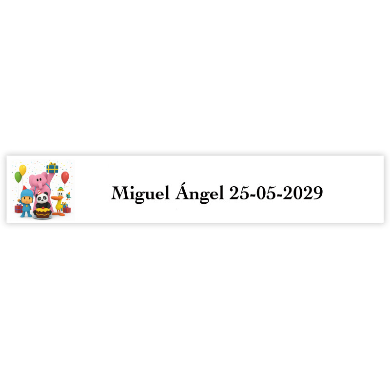 Étiquette autocollante personnalisée Pocoyó 5x1cm pour événements