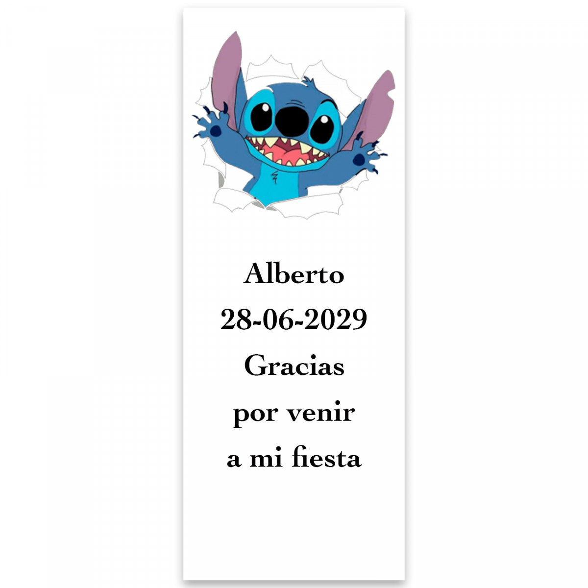 Stitch autocollant personnalisé pour événements 5x13cm