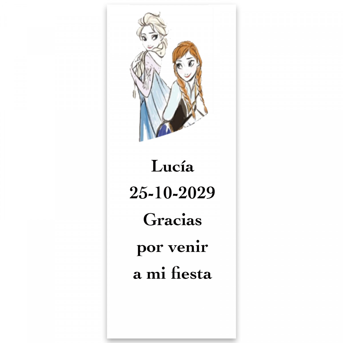 Adhésif personnalisé Frozen avec fond blanc 5x13cm