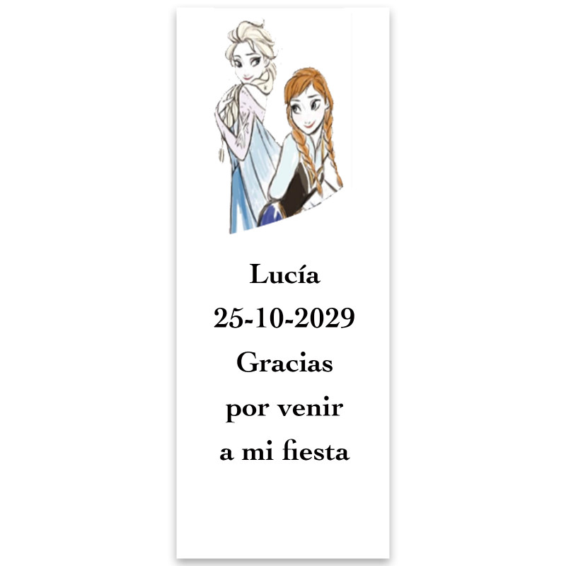 Adhésif personnalisé Frozen avec fond blanc 5x13cm