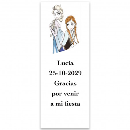 Adhésif personnalisé Frozen avec fond blanc 5x13cm