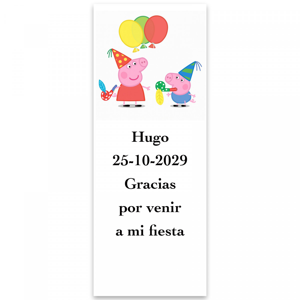 Peppa Pig, étiquette autocollante avec design festif 5x13cm