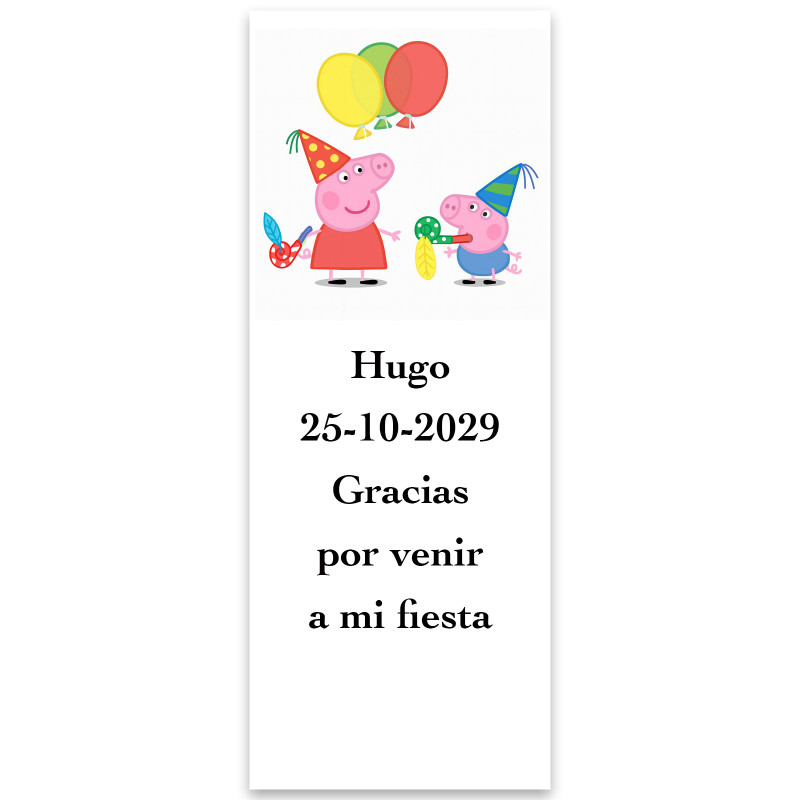 Peppa Pig, étiquette autocollante avec design festif 5x13cm