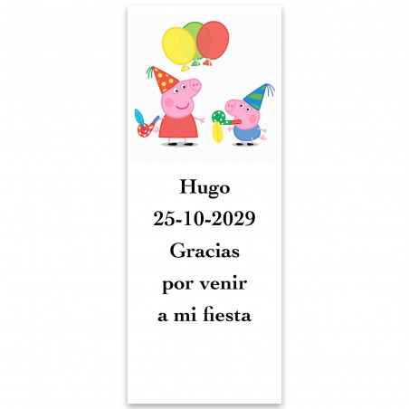 Peppa Pig, étiquette autocollante avec design festif 5x13cm