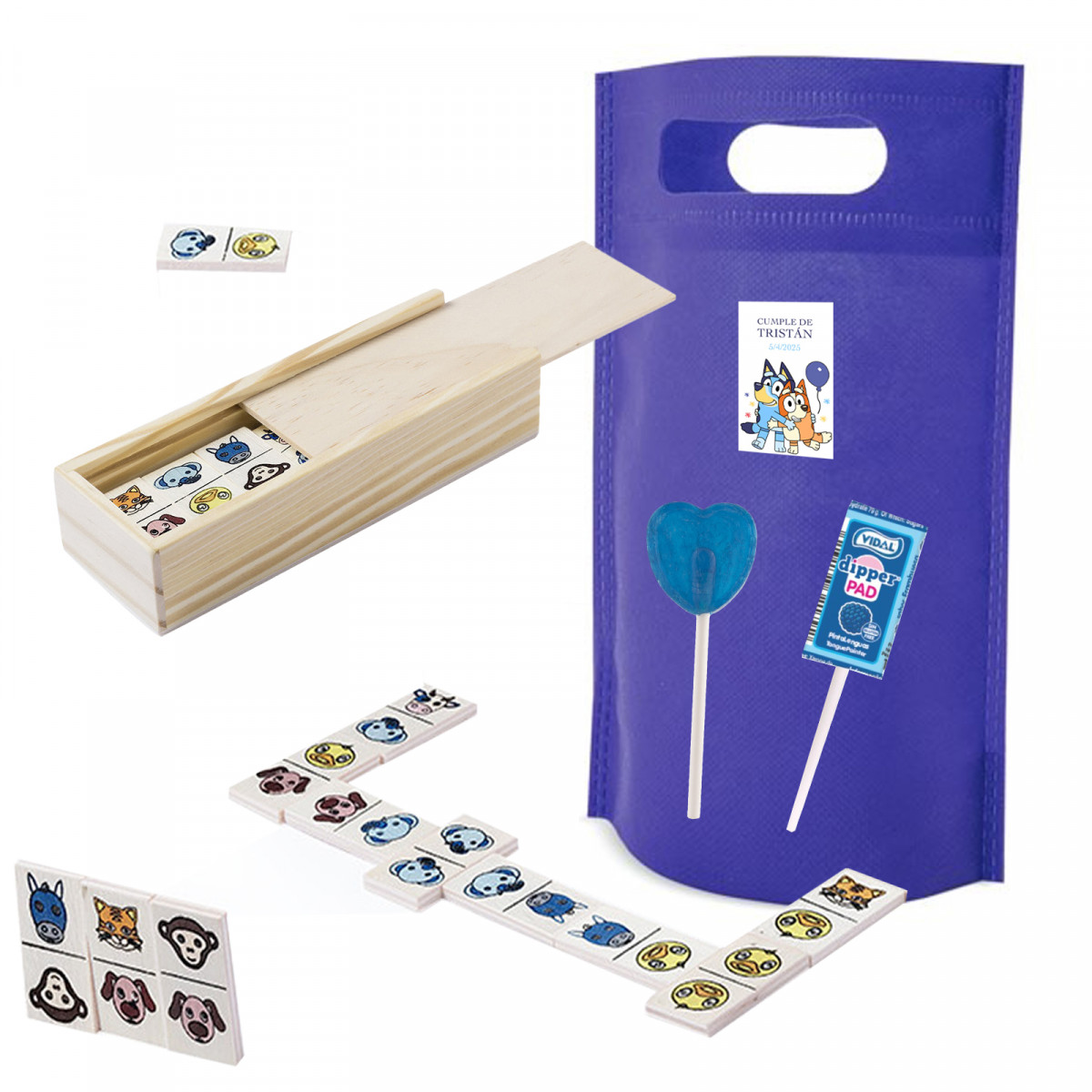 Bluey et Bingo cadeau domino bonbon et sucette