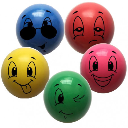 Emojis sac de cadeau avec livre à colorier, crayons, balle et bonbon.