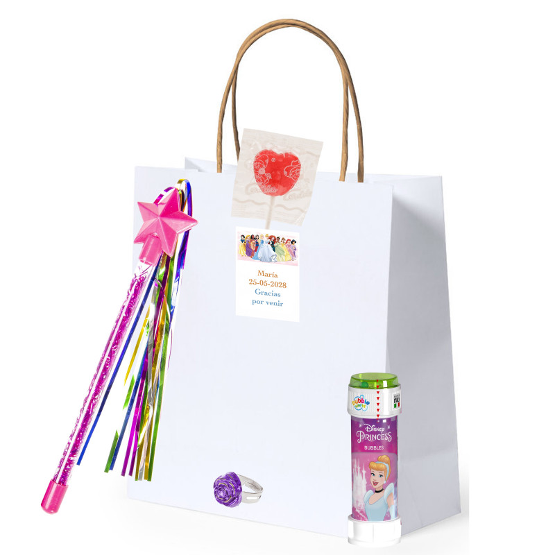 Cadeau d'enfants Disney Princess avec baguette magique, bulleur et bague