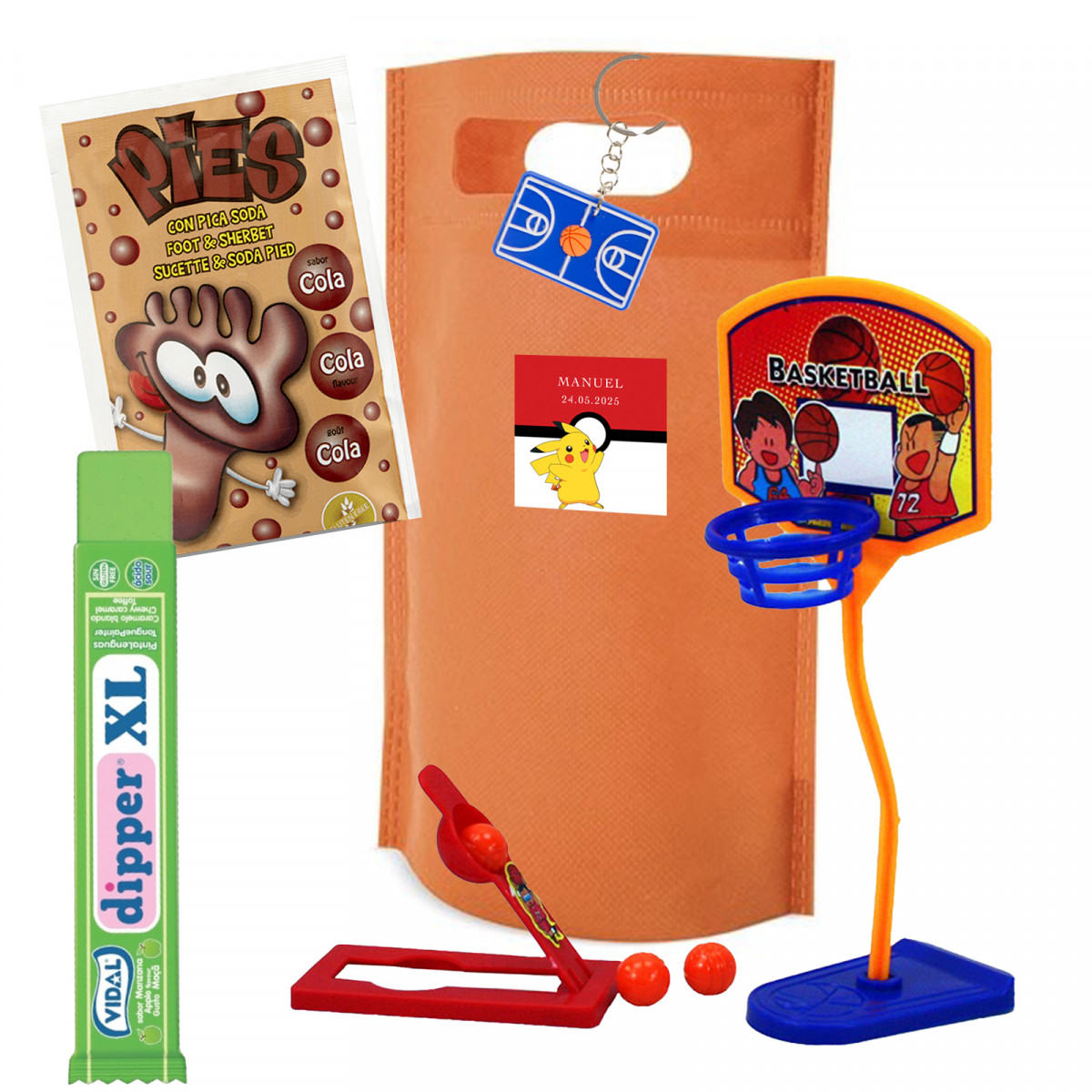Sac de fête d'anniversaire Pokemon avec des cadeaux et des bonbons