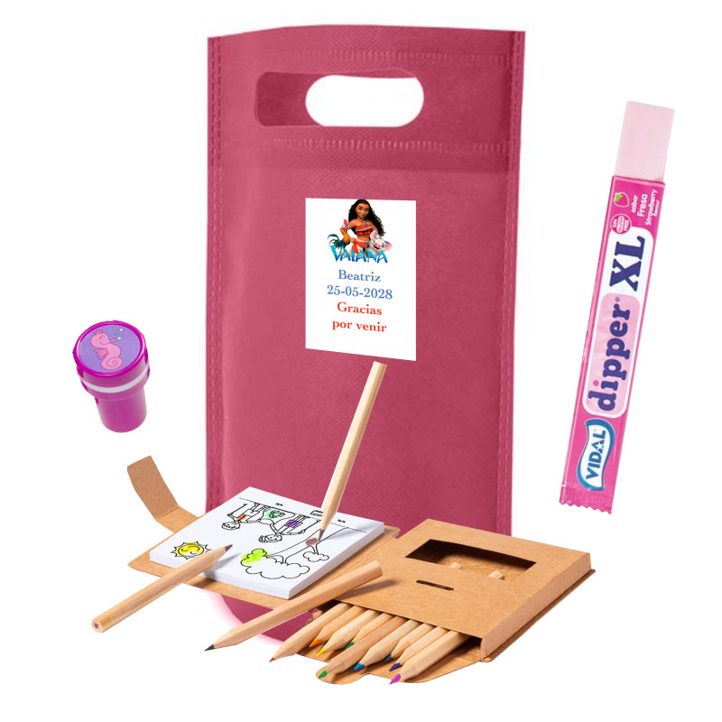 Vaiana Moana sac avec set de peinture, tampon et bonbon