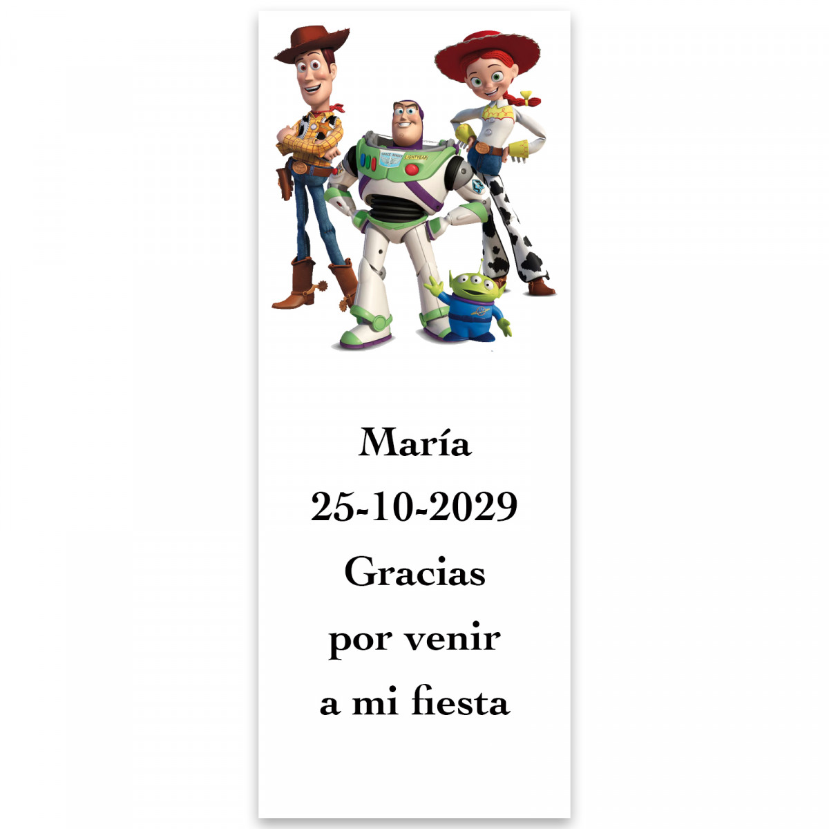 Toy Story, étiquette personnalisée 13x5cm verticale