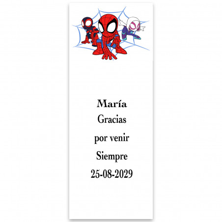 Spidey et son superéquipe étiquettes adhésives personnalisées pour événements vertical 13x5cm