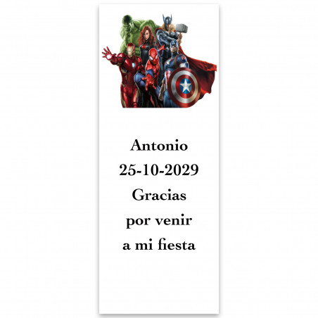 Avengers, étiquette adhésive personnalisée verticale 13x5cm