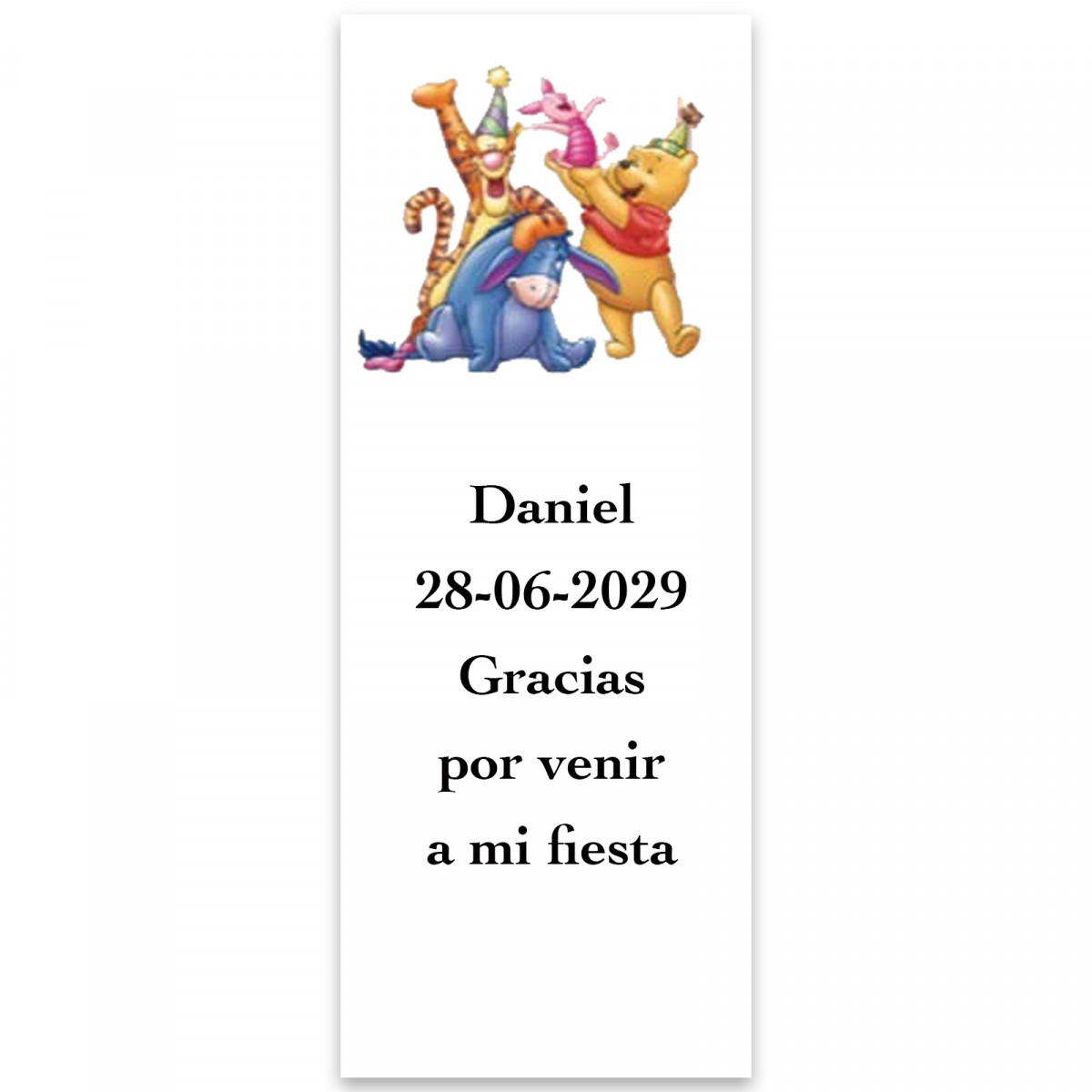 Adhésif personnalisé Winnie l'Ourson de 13x5cm pour événements