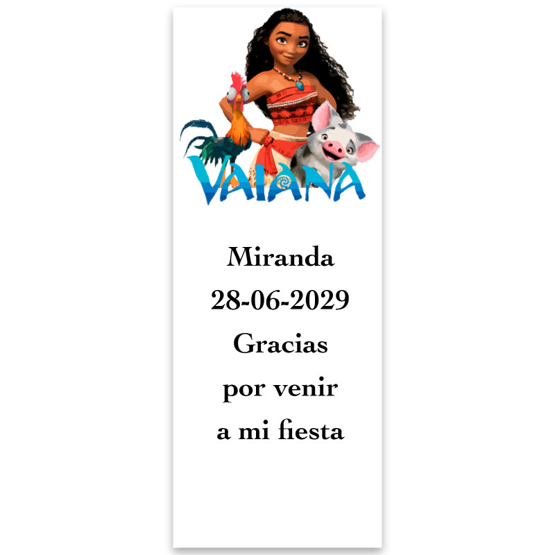 Vaiana Moana, autocollant personnalisé avec texte éditable 13x5cm