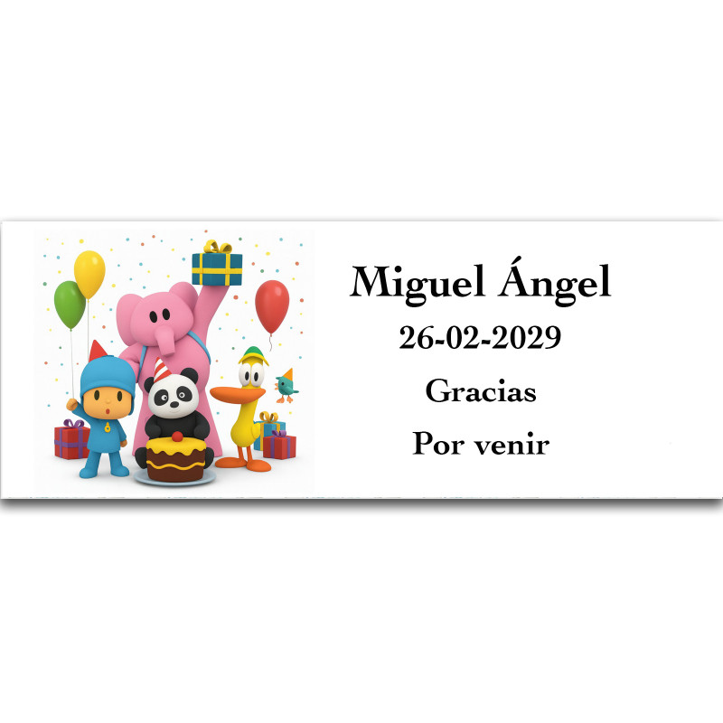 Pocoyó autocollant personnalisé pour enfants 13x5cm