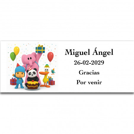 Pocoyó autocollant personnalisé pour enfants 13x5cm