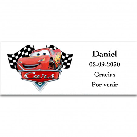 Adhésif personnalisé Cars horizontal 13x5cm