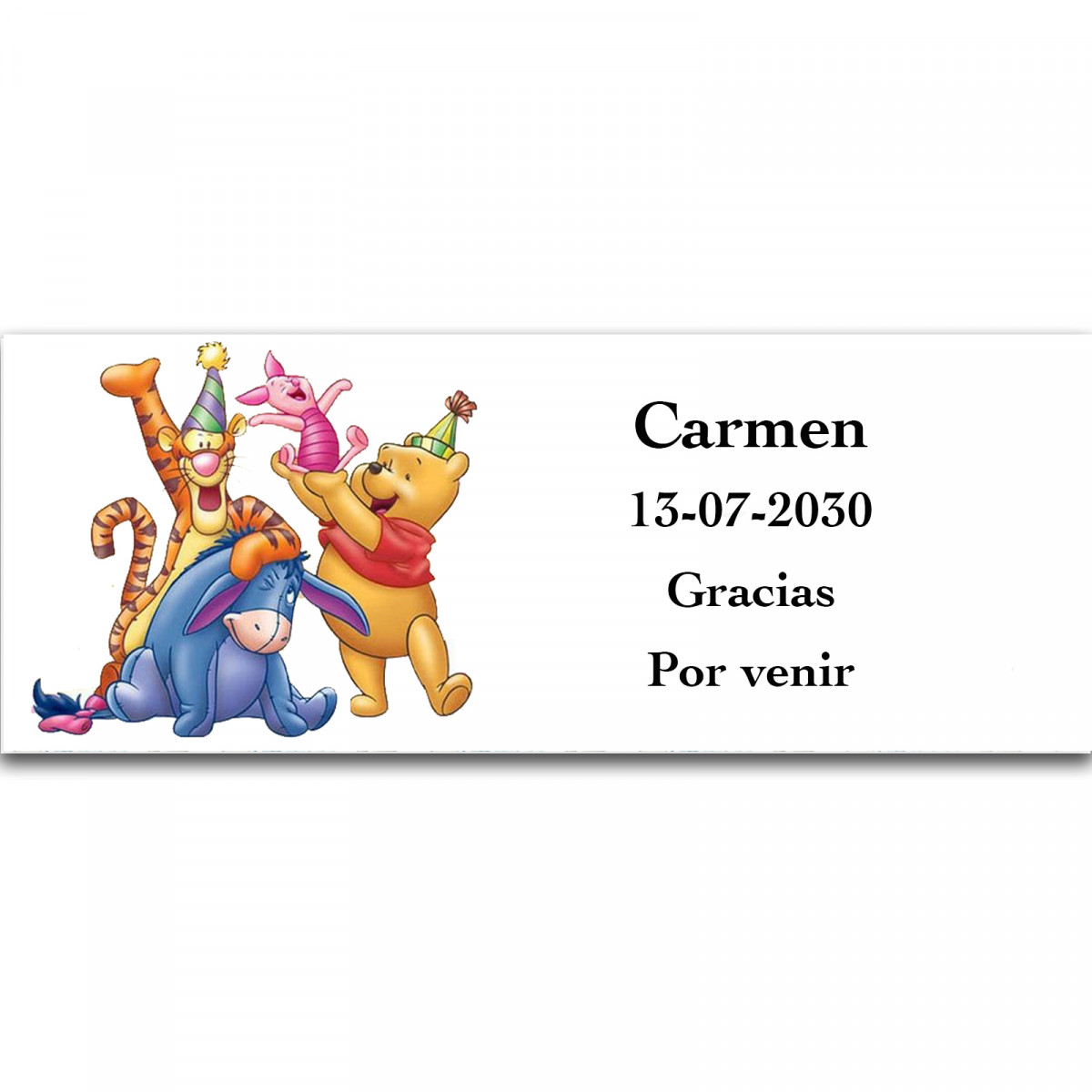 Winnie l'Ourson autocollant personnalisé avec texte 13x5cm