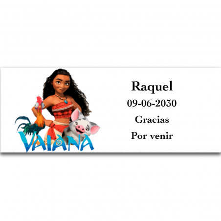 Vaiana Moana, étiquette adhésive avec textes éditables 13x5cm