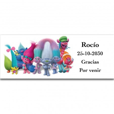 Trolls, autocollant personnalisé pour événements spéciaux 13x5cm