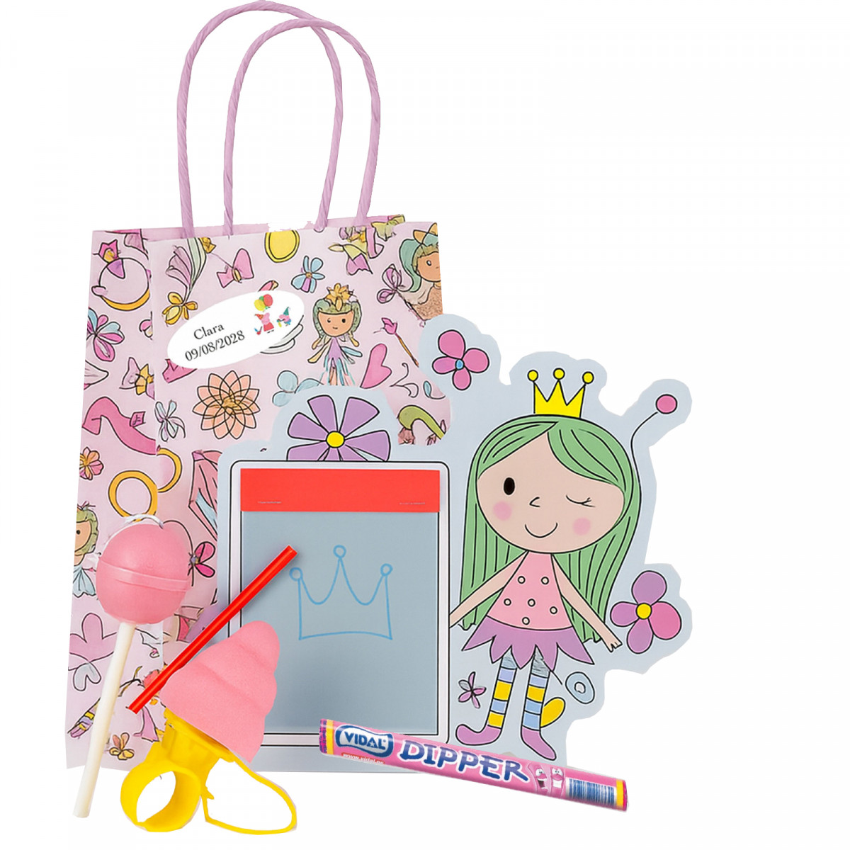 Peppa pig sac avec détails pour invités et chupa chups rose