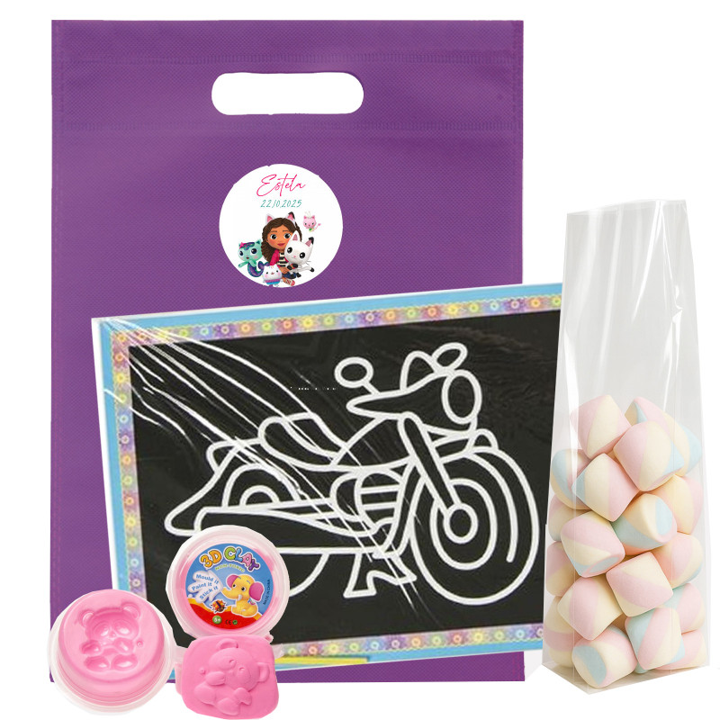 Gabby gato sac avec détails éducatifs pour enfants et bonbons
