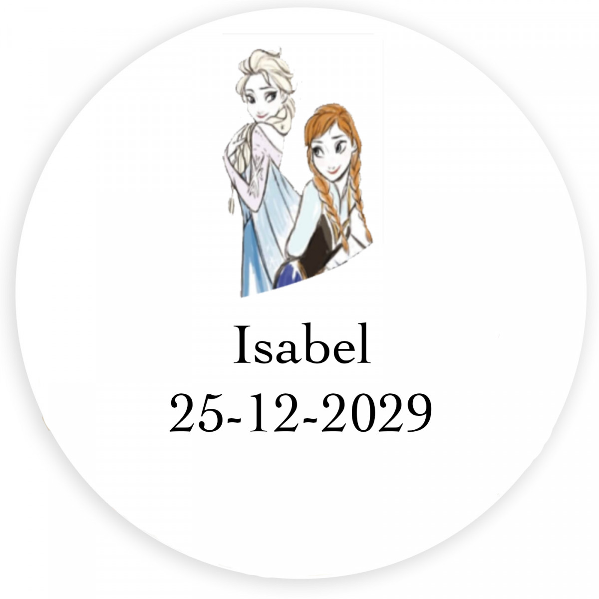 Frozen, autocollant personnalisé avec fond blanc de 5 cm
