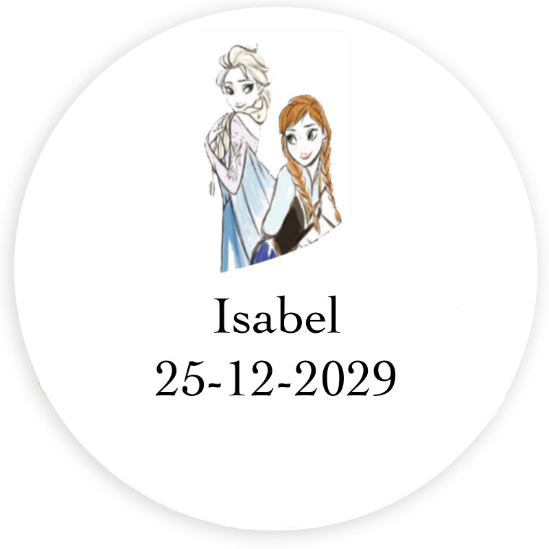 Frozen, autocollant personnalisé avec fond blanc de 5 cm