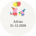 Peppa Pig autocollant personnalisé amusant transparent 5 cm