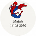 Spideman sur étiquette adhésive personnalisée 5cm transparente