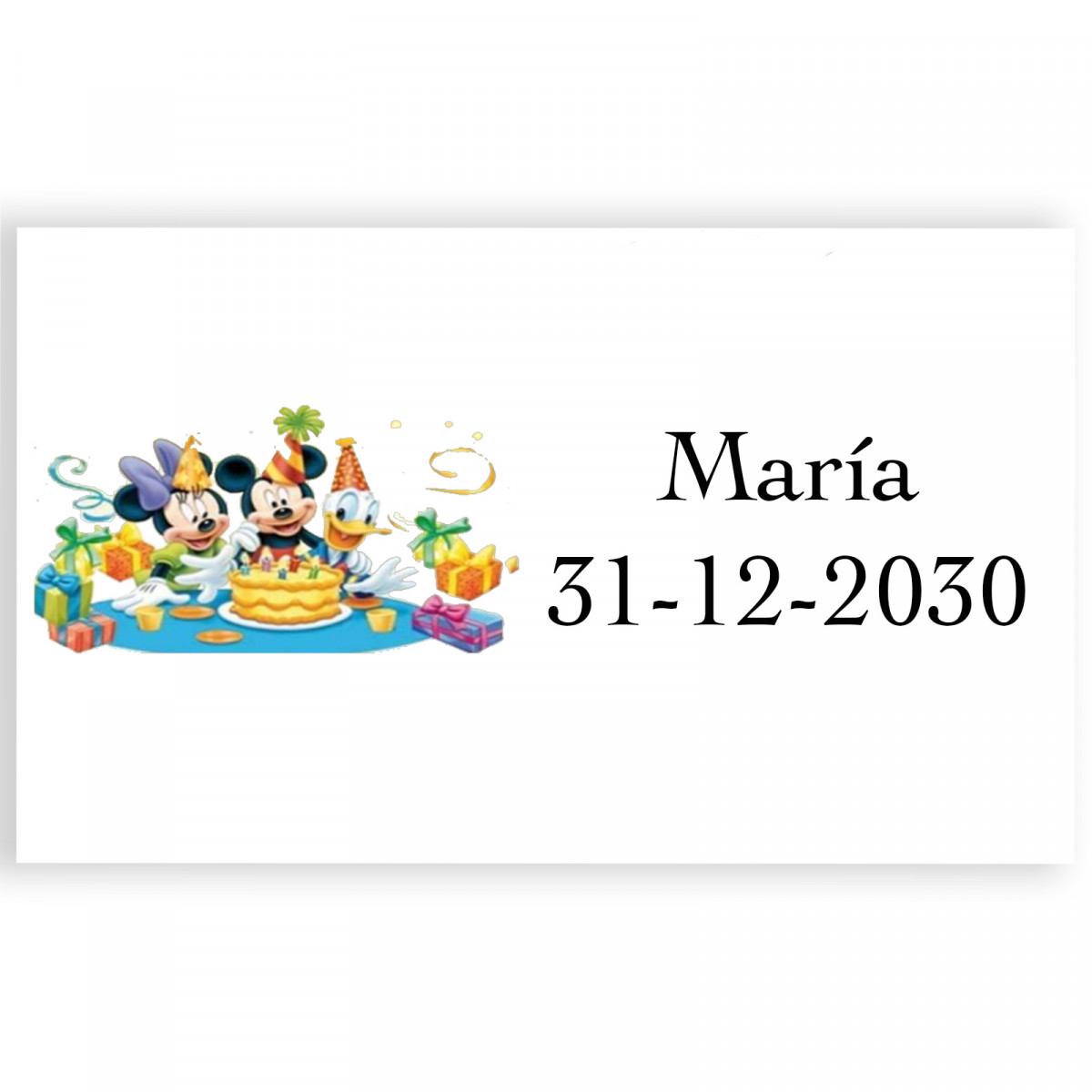 Autocollant personnalisé disney de 3x5 cm en horizontal