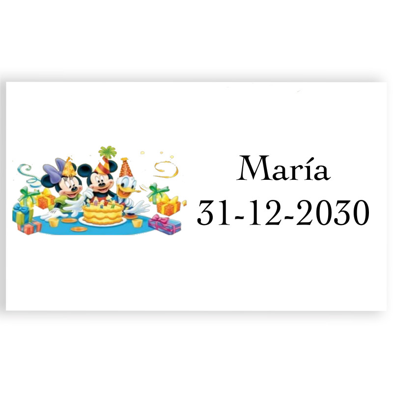 Autocollant personnalisé disney de 3x5 cm en horizontal